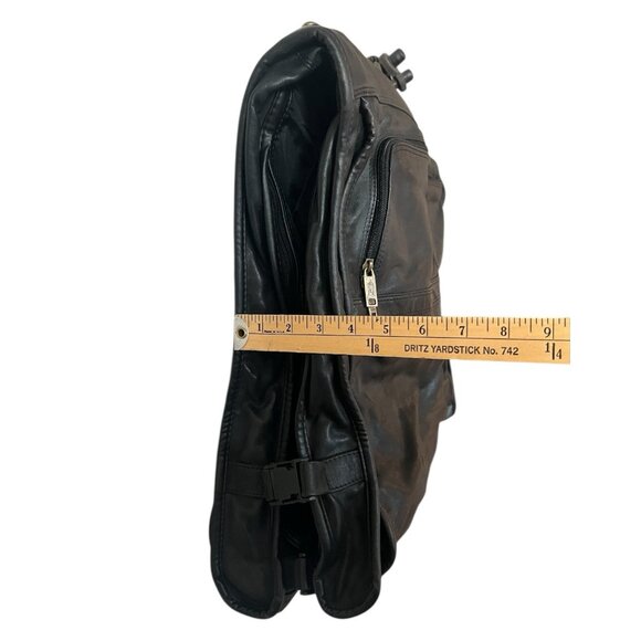 Carlo Amboldi Black Leather Garment Bag Travel Large 36” Long Quality Italy - Picture 9 of 10